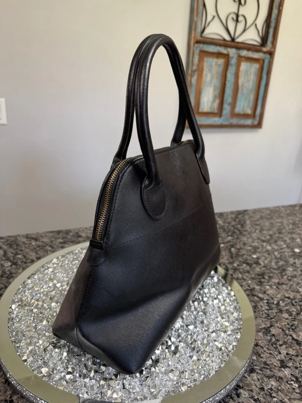 Isaac Mizrahi Black Dome Satchel Handbag